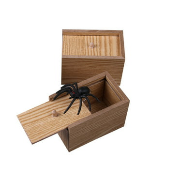Wooden Prank Spider Scare Jump Box In Case Trick Play Joke Gag Toys Gift Funny